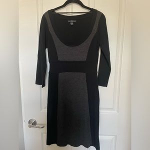 R & K black/gray knit long sleeve dress.